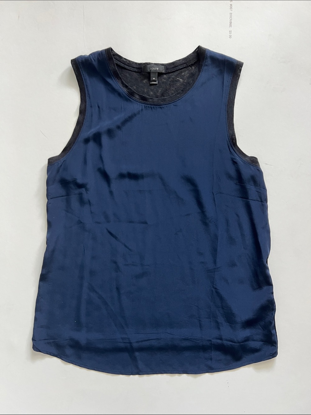 J. Crew Navy Sleeveless Silk-Blend Tank